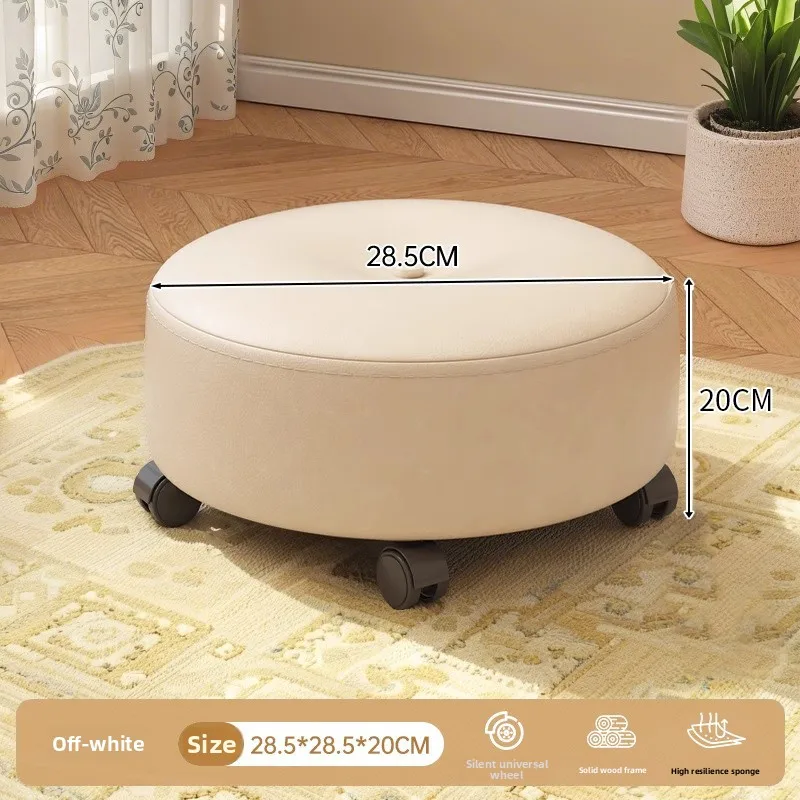 Rolling Stool with Silent Wheels, Compact Home Chair for Cleaning or Kids, Solid Wood Frame, Resilient Sponge, 360° Swivel