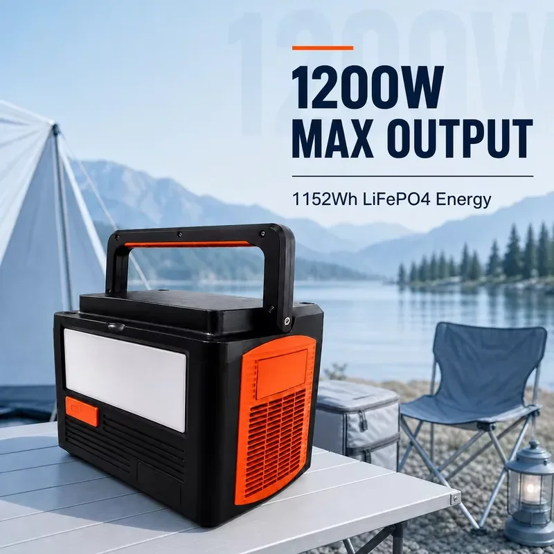 1200W Portable Power Station 1152Wh LiFePO4 Battery Solar Generator 2000 Cycles Camping RV Emergency Backup 100W USB C