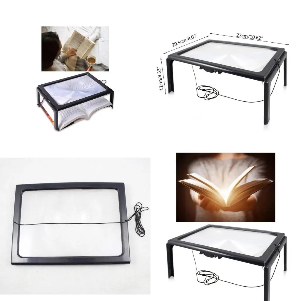 Full Page 3x Hands Desktop Big Glass with 4 LED Reading Sew high quality