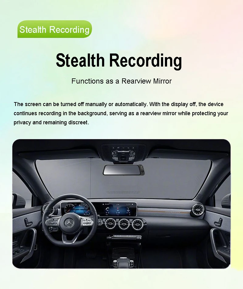 4K 3CH Dashcam Fisheye Weitwinkel Streaming 24H Parkmodus APP-Steuerung Nachtsicht Bewegungsmelder G-Sensor Schleifenaufnahme Auto-DVR – Detail 13