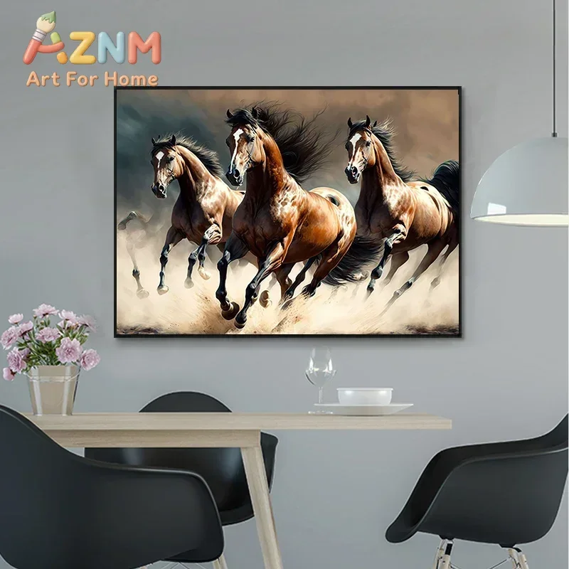 2026 Handsome Horse Watercolor Painting Canvas Poster Animals Wall Art Pictures for Living Room Bedroom Playroom Modern Home Dec