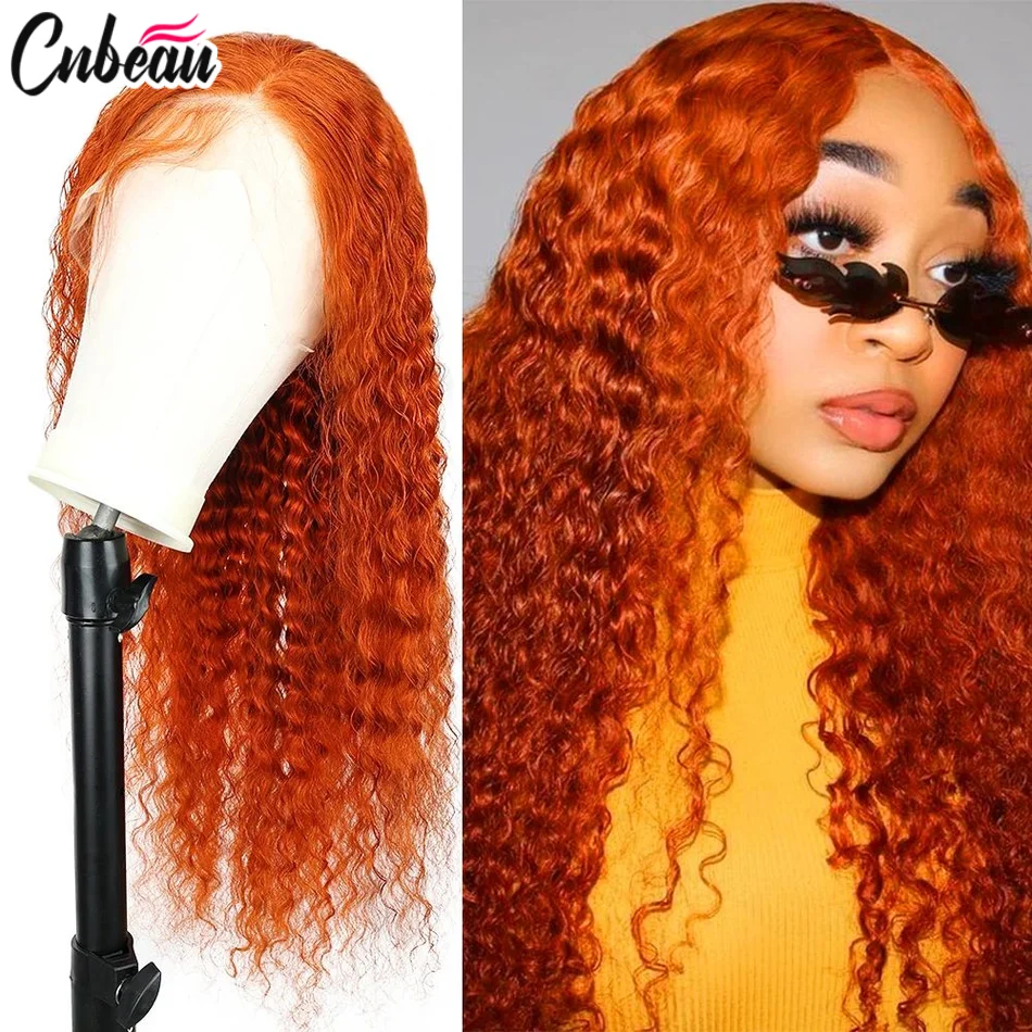 

250% Ginger Orange 13x6 Deep Wave Hd Lace Frontal Wig Colored 4x4 13x4 Wig Water Kinky Curly 100% Human Hair Preplucked Glueless