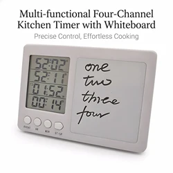 Digital Kitchen Timer Large LCD 4 Channel Digital Timer Kitchen Timer Count Down Up Timer tablets KT002(White button)