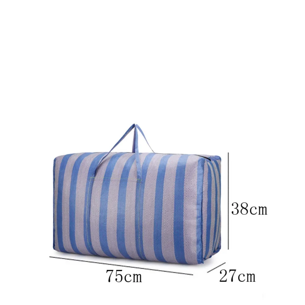 Nylon Material Storage Tote Bags Large Capacity Reinforced Handles Heavy-Duty Bags Stripe Printing Design Clothes Storage Bags