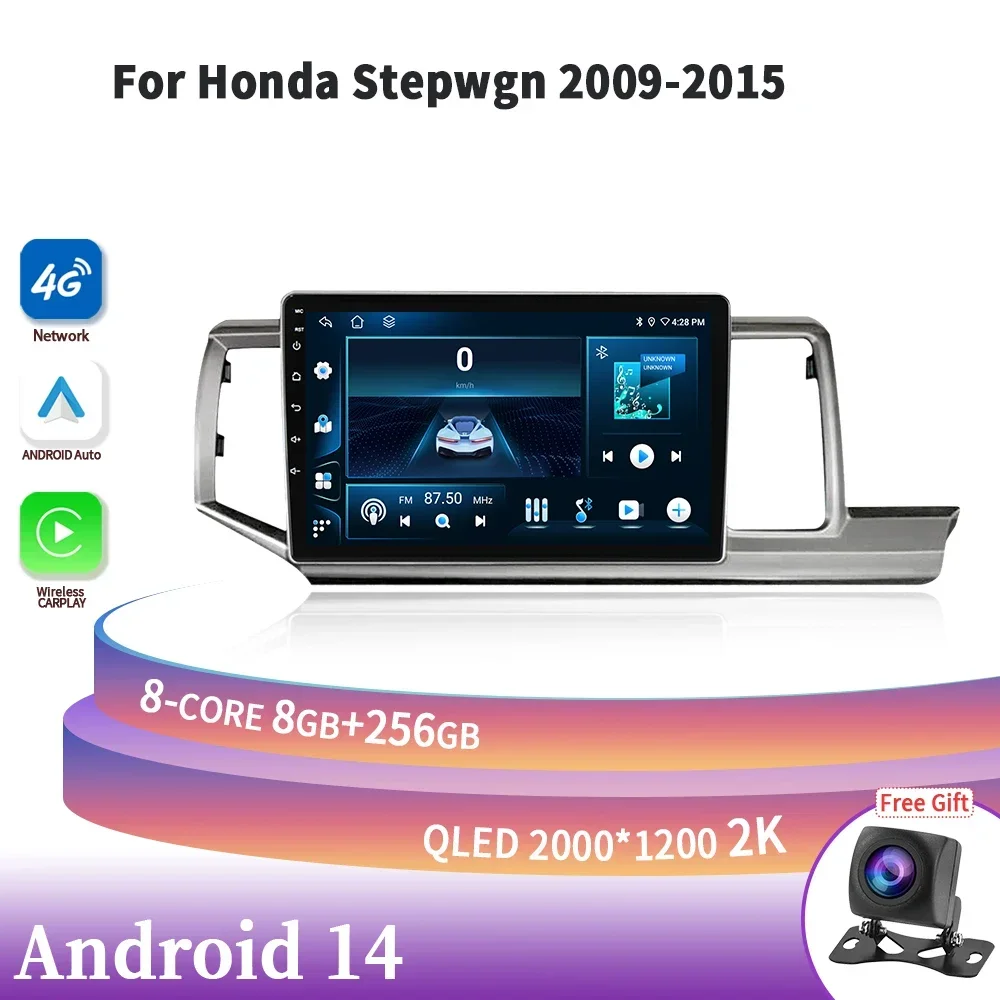 

Android 14 For Honda Stepwgn 2009-2015 Car Radio Multimedia Navigation Wireless BT CarPlay 4G GPS Head Unit Stereo Touch Screen