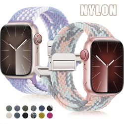 Bracelet en nylon tressé pour Apple Watch, bracelet à boucle magnétique, bracelet iWatch Series SE, 7, 3, 5, 6, 8 Ultra, 44mm, 40mm, 45mm, 49mm, 41mm, 38mm