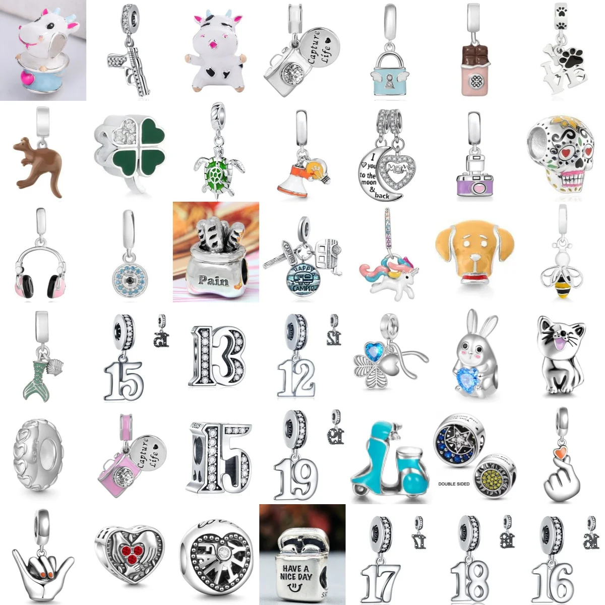 2026 NEW 925 Silver European Unicorn Kangaroo Headphones Cat Pendant Bead Charm Fit Original Bracelet Necklace Women Diy Jewelry