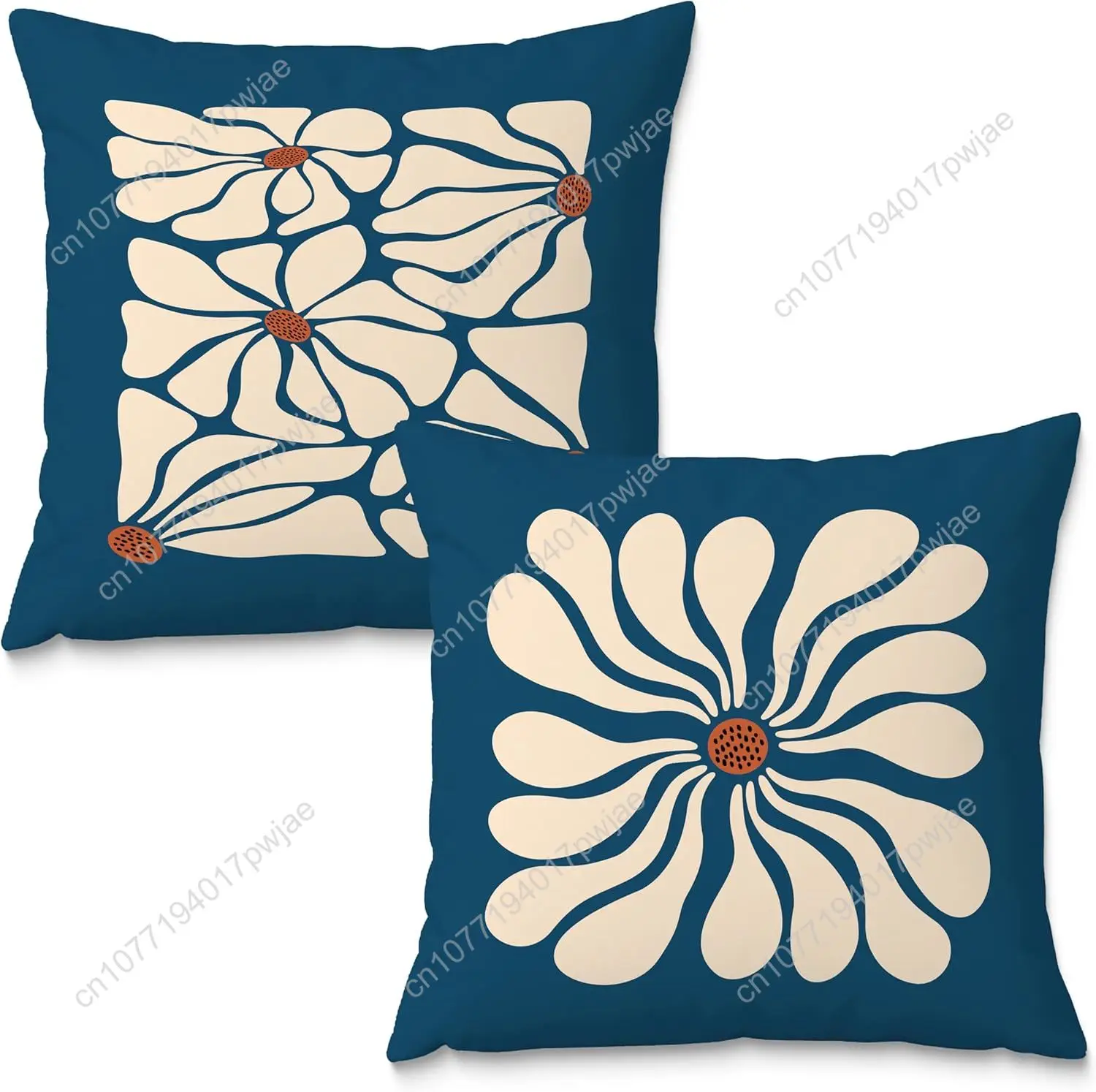 

Mid Century Modern Pillow Covers 18x18, 70 Retro Boho Hippie Beige Flower Decorative Pillow Covers for Bedroom Living Room Decor