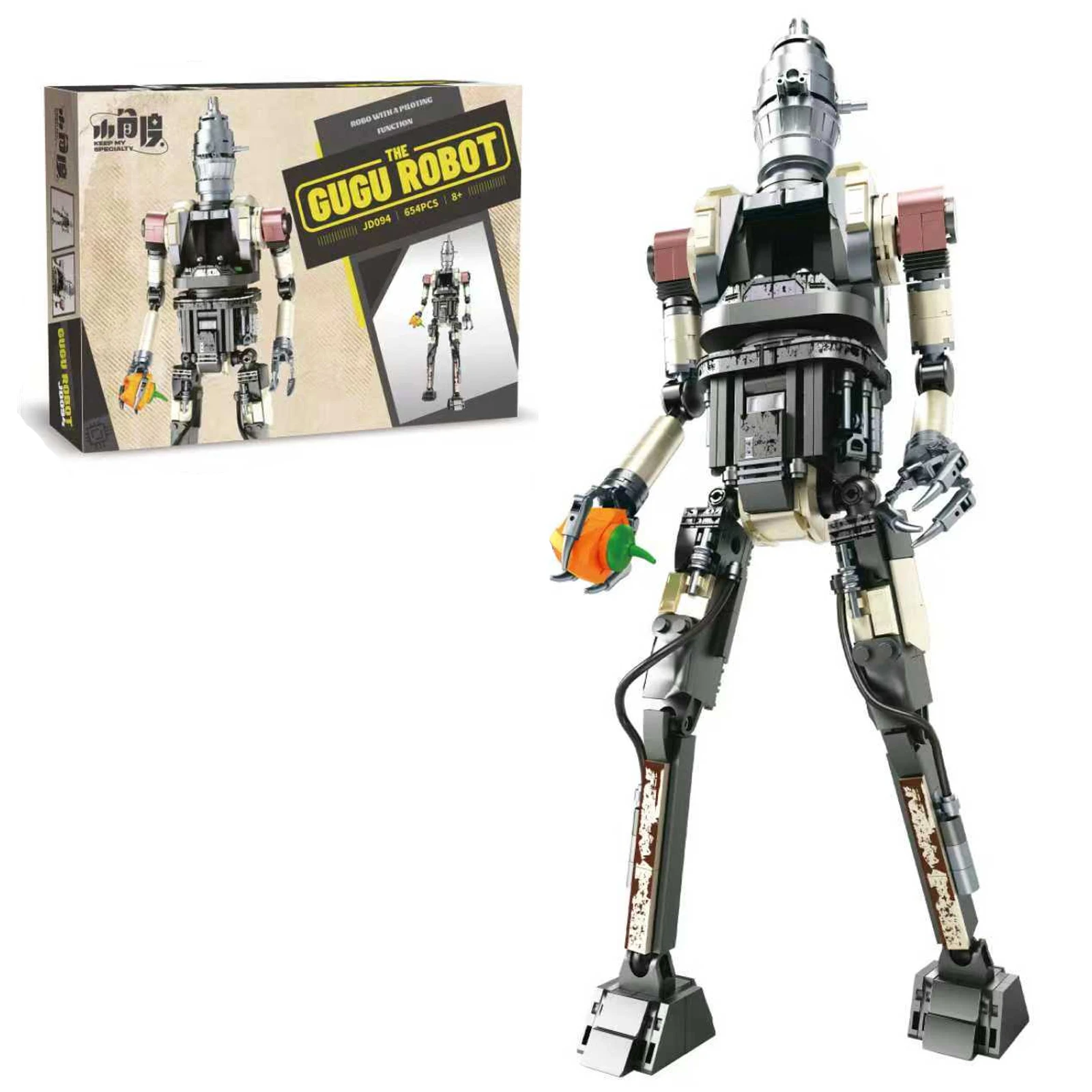 

JD094 Ретро-робот, 654 шт., строительный комплект, трансформируемая игрушка STEM из мелких частиц с классическим научно-фантастическим дизайном для коллекционеров