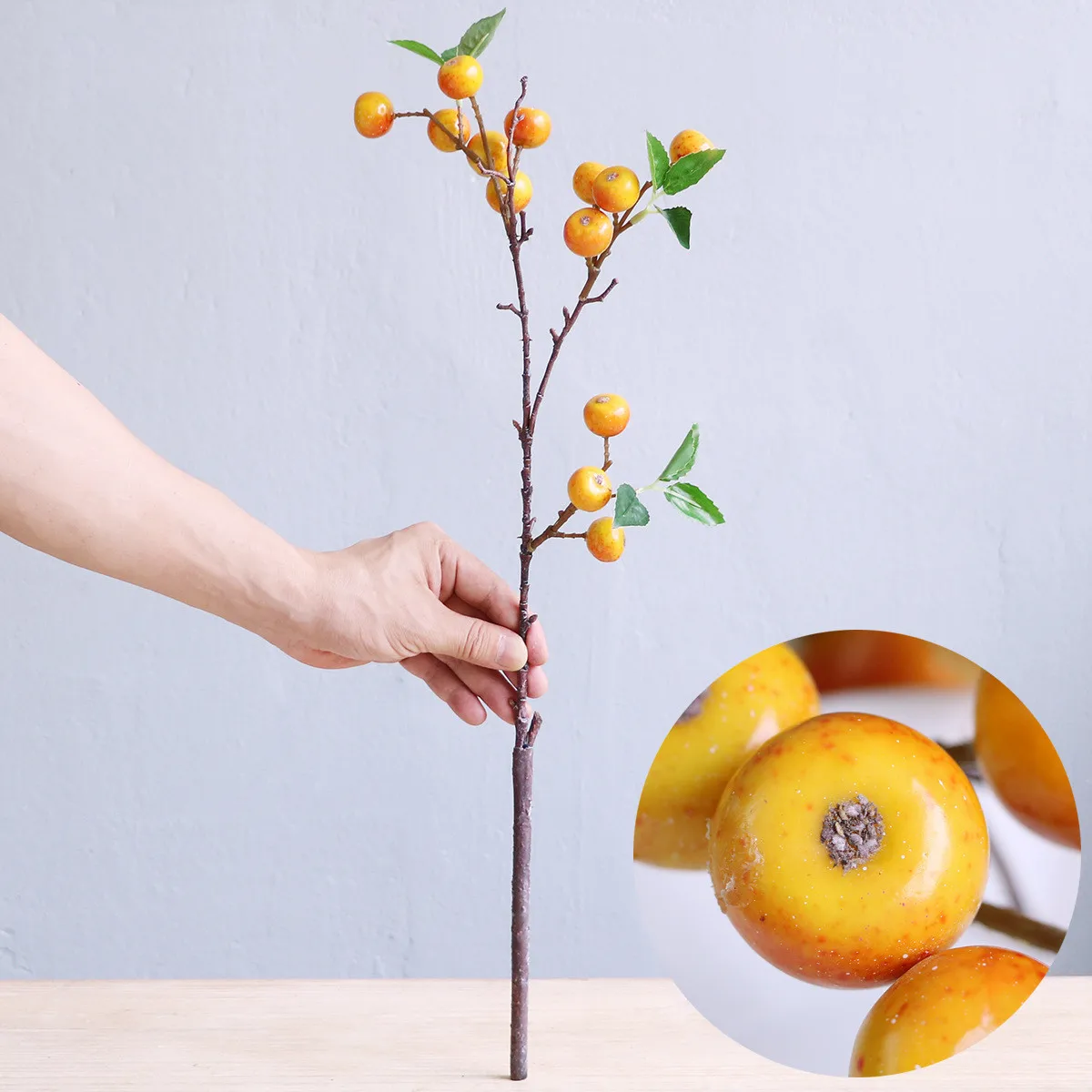 Gut aussehender kleiner Apfel, künstliche Blumen, künstliche Früchte, langer Zweig für Zuhause, Wohnzimmer, Dekoration, Tabelle, Weihnachtsdekoration – Detail 8