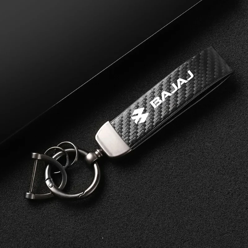 1PCS Leather Carbon Fiber Motorcycle Key Chains KeyChain  For BAJAJ Bajaj -Auto Car KeyChain Car Accessories