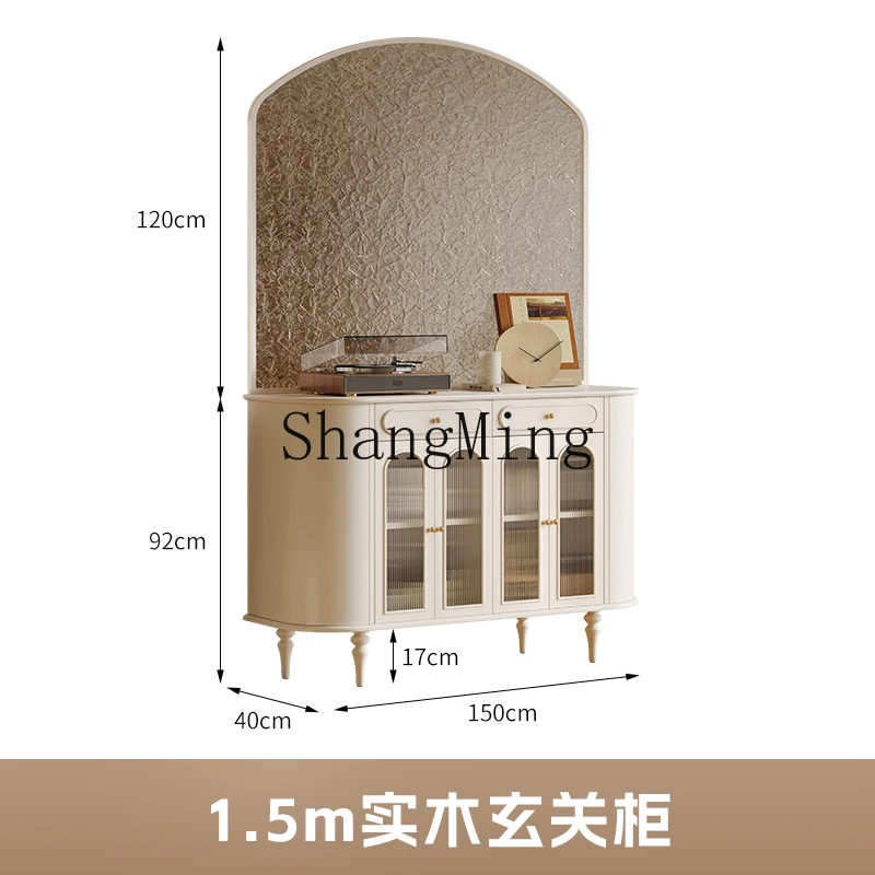 FG good-looking  retro home entrance cabinet solid wood simple living room integrated locker screen partition