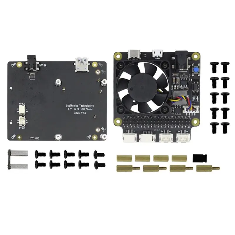 Ingenious-X825 V2.0 2.5 Inch SATA HDD/SSD Storage Expansion Board +X735 V3.0 Power Management Board For Raspberry Pi 4B