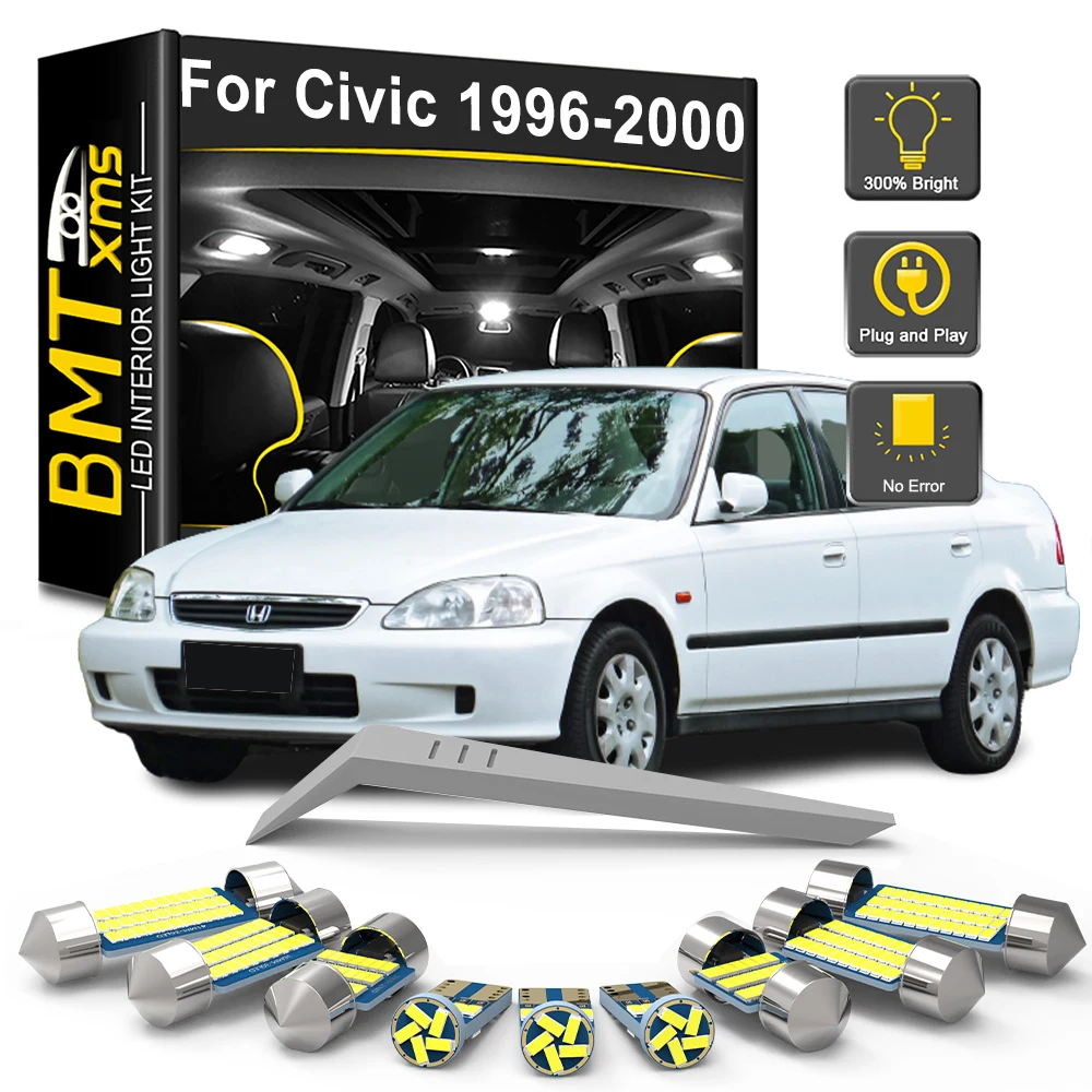 

BMTxms 9Pcs Canbus For Honda Civic VI MK6 EJ EK 1996 1997 1998 1999 2000 Car LED Interior Light Bulb Kit Reading Dome Trunk Lamp