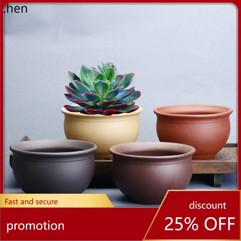 HYS ceramic flower pot zisha small pot office green plant pot