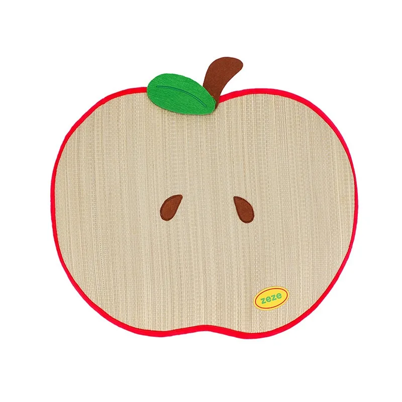 

Apple Shaped Cat Cooling Mat Summer Pet Straw Mat Breathable Sleeping Pad for Cats and Dogs Natural Grass Rattan Ice Pad Cushion