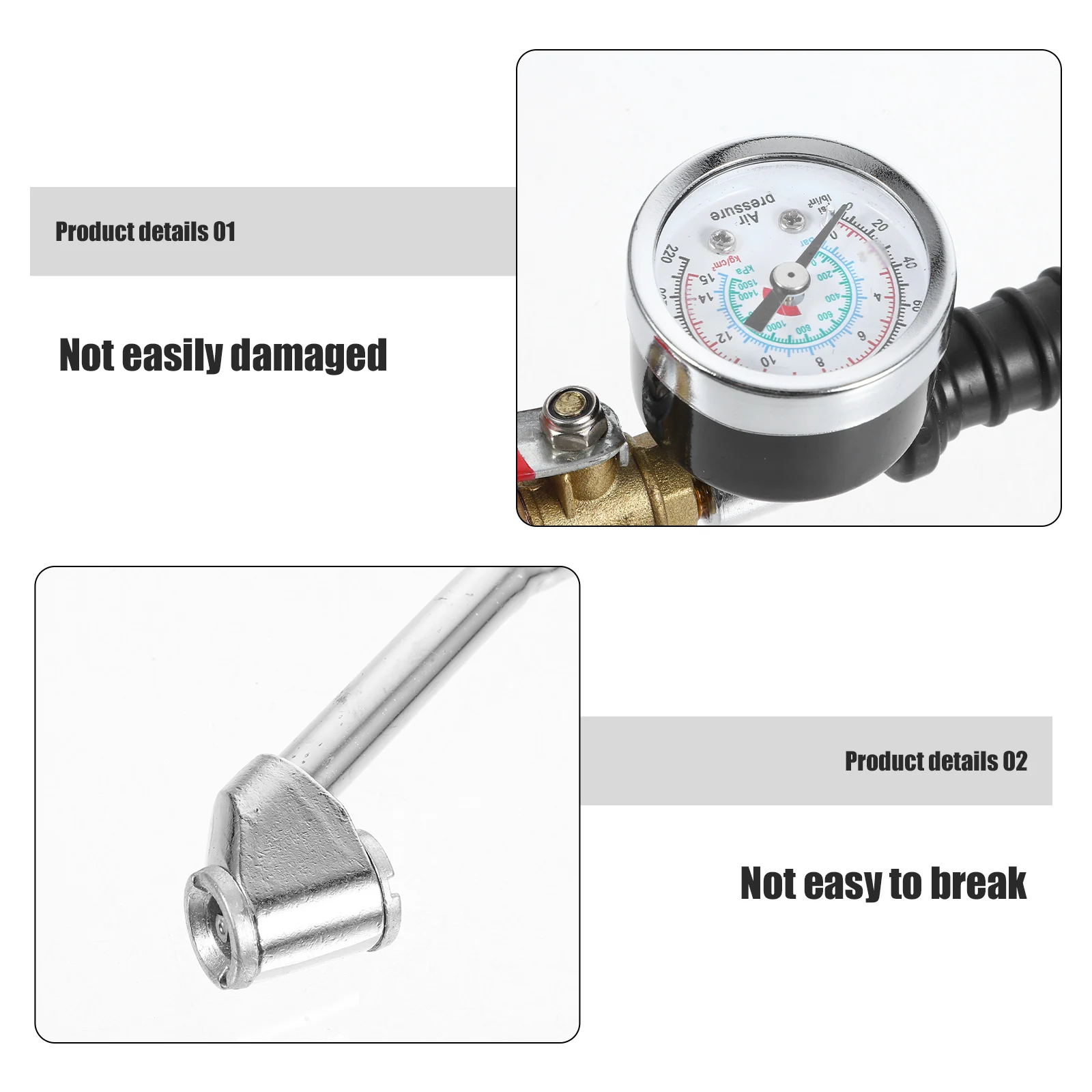 

Heavy Duty Car Tire Inflator Gauge Air Pressure Nozzle for Motorcycle Truck Precise Inflation Durable Portable Air Chuck Tool