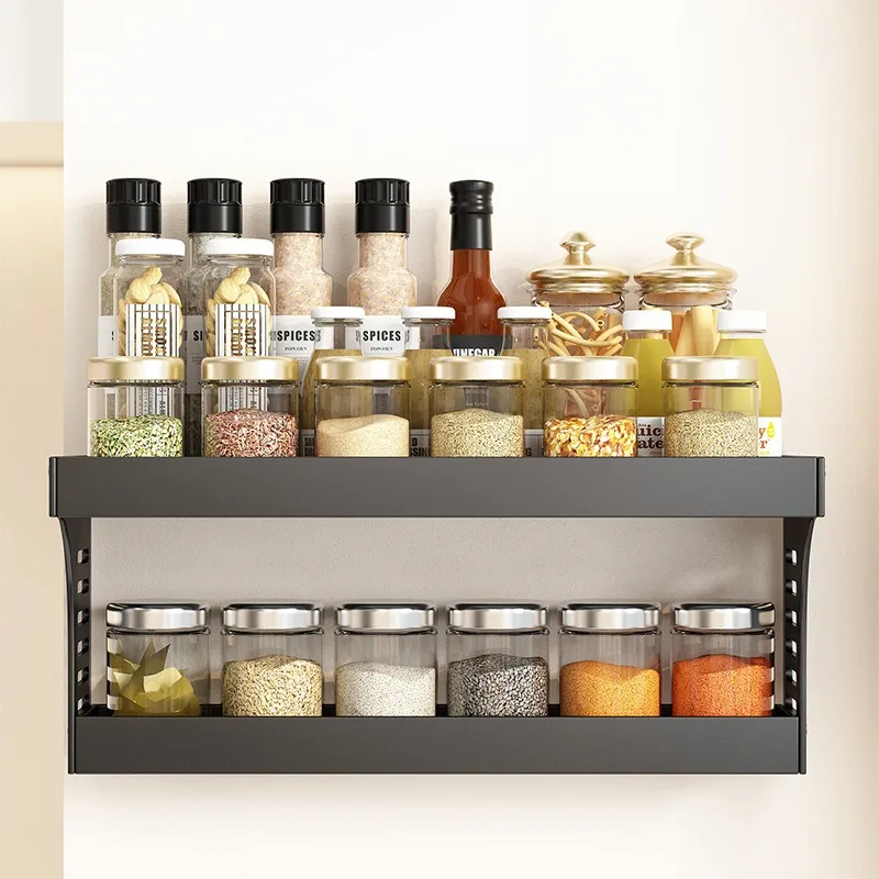 Kitchen 2-layer Shelves Seasoning Bottles Rack Utensils Household Complete Collection Storage Organizer Kitchenware Shelf Holder