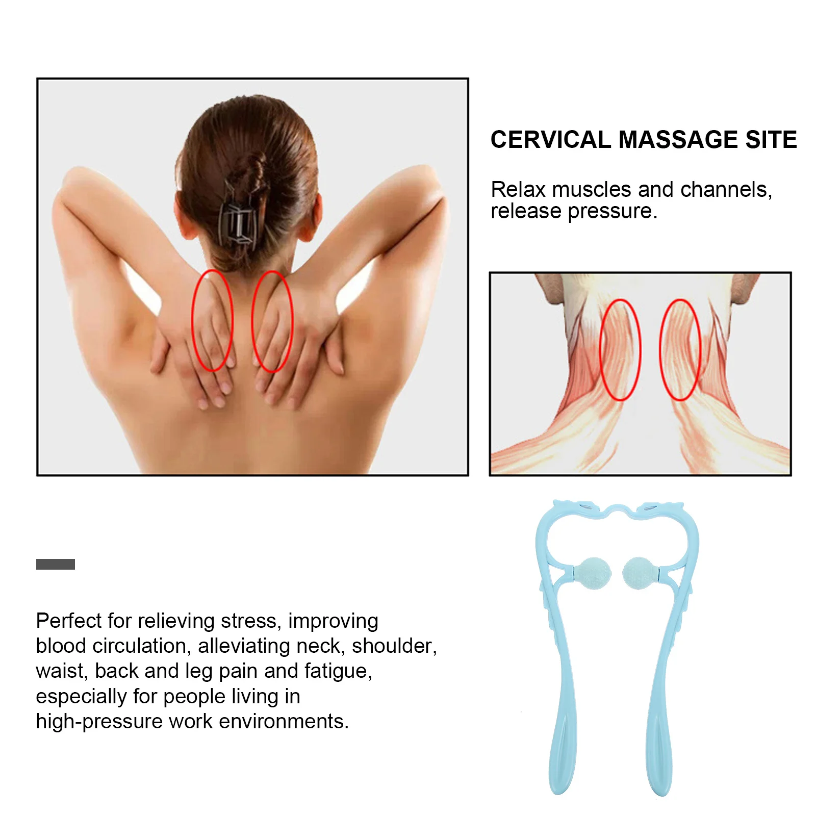 

Portable Manual Neck Massager For Cervical Vertebra Lightweight Ergonomic Design Vibration Neck Pain Relief Tool Handheld