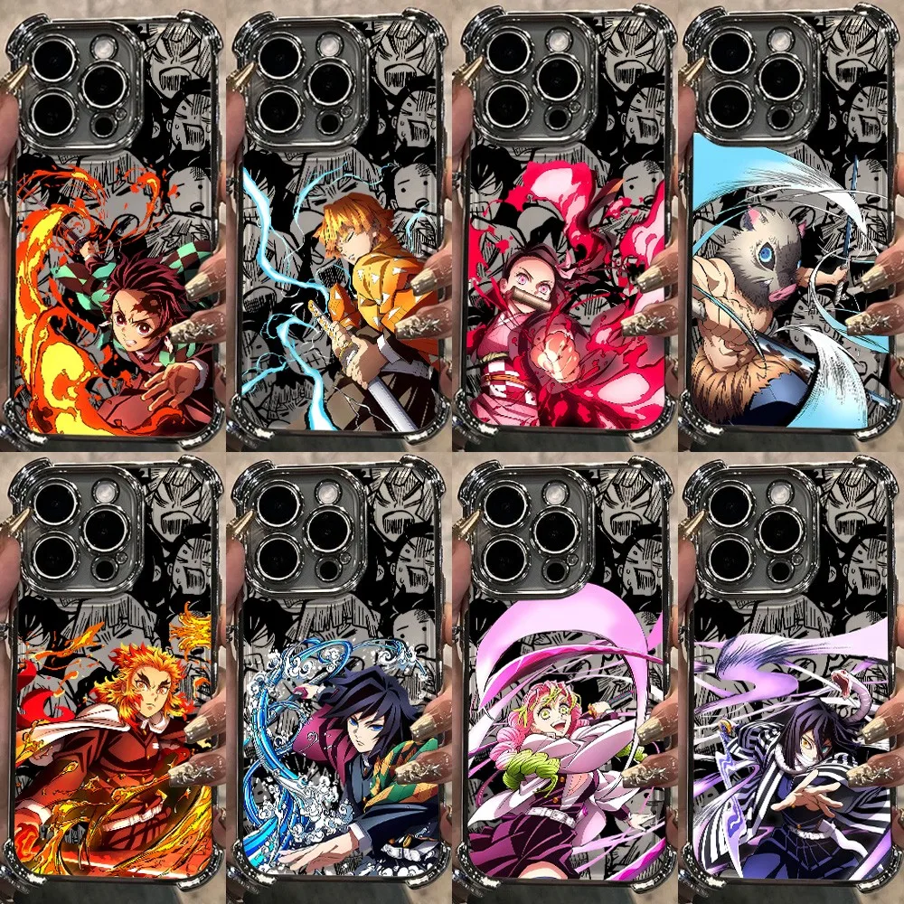 Anime Balck Demons Slayers Plating Phone Case For Oppo Reno15 Reno14 Reno13 12 11 10 8 7 6 Z F T Pro Plus Airbag