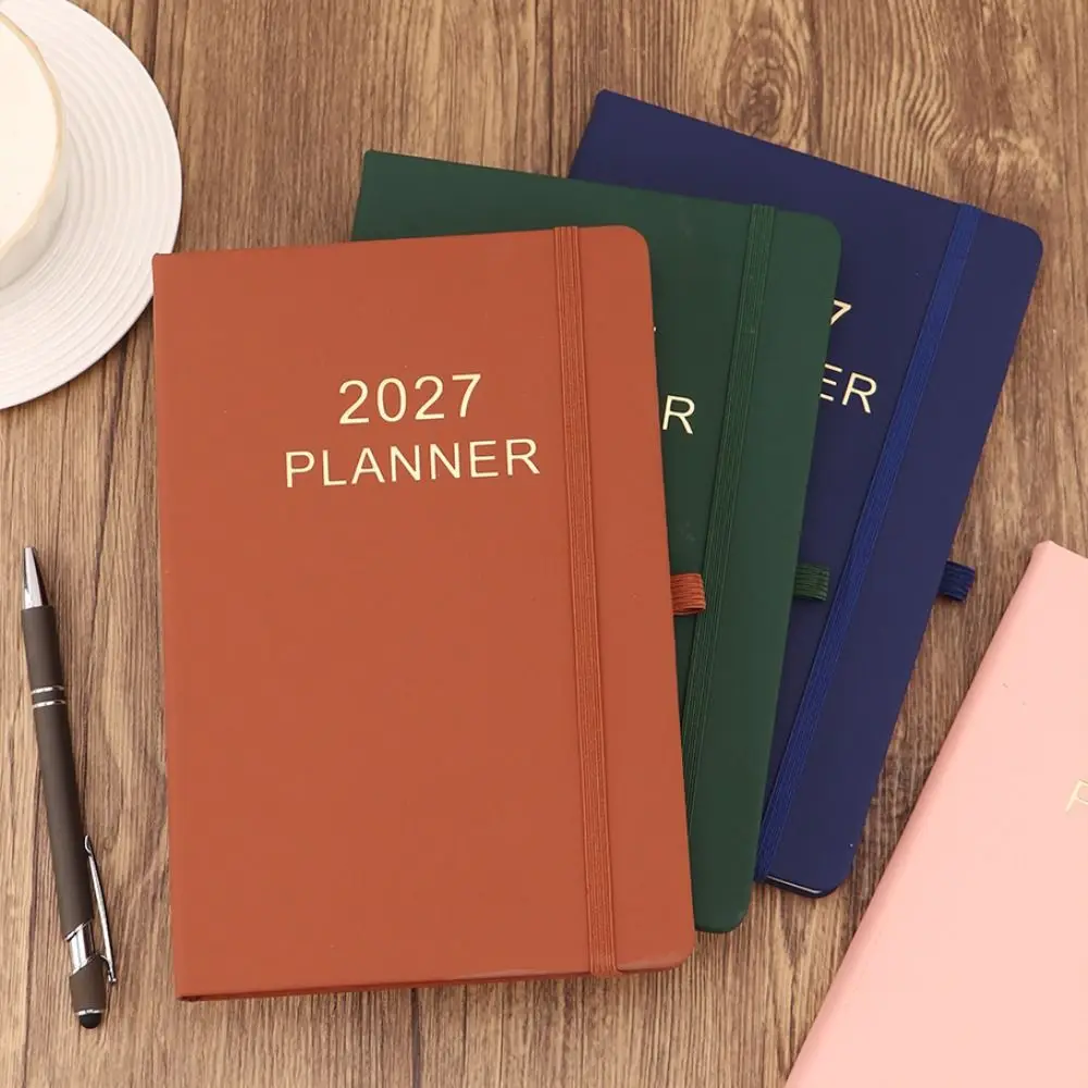 2027 A5 Notebooks Schedule Book 365 Day Planner Time Efficiency Manual PU Portable Diary To Do List Notepad Calendar Book