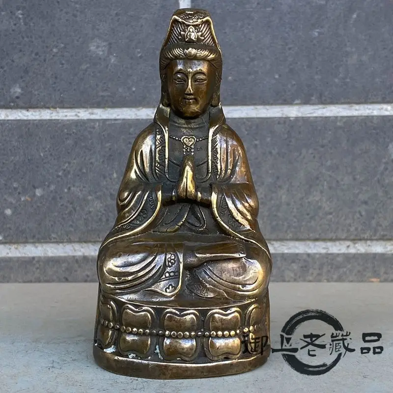 Avalokiteshvara Bodhisattva put his hands together brass craft bronze statue offering Buddha bronze ware