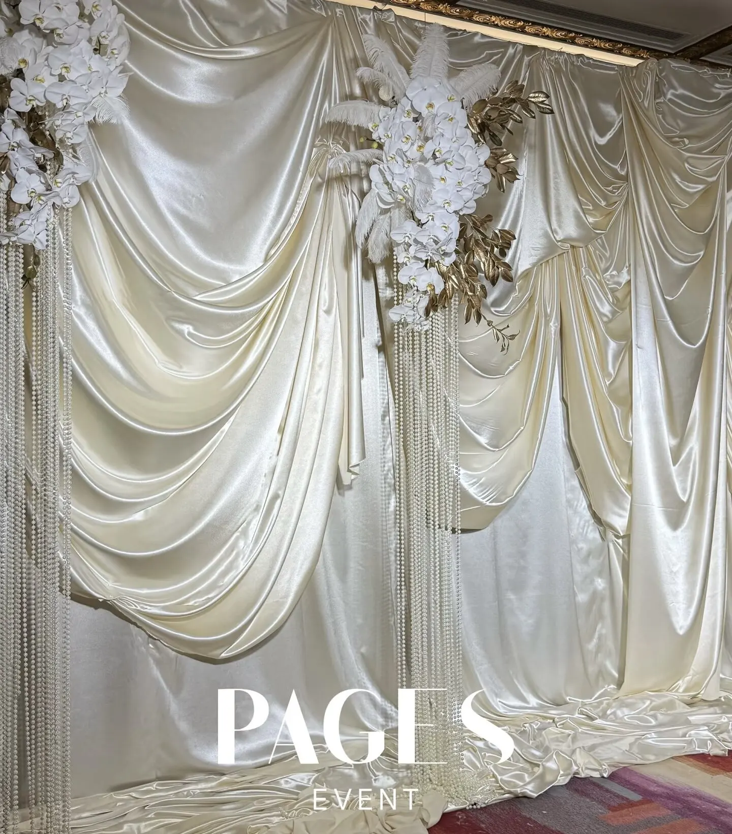 Champagne Gloss Satin Cloth Purdah Draping Fabric for Wedding Background Fabric