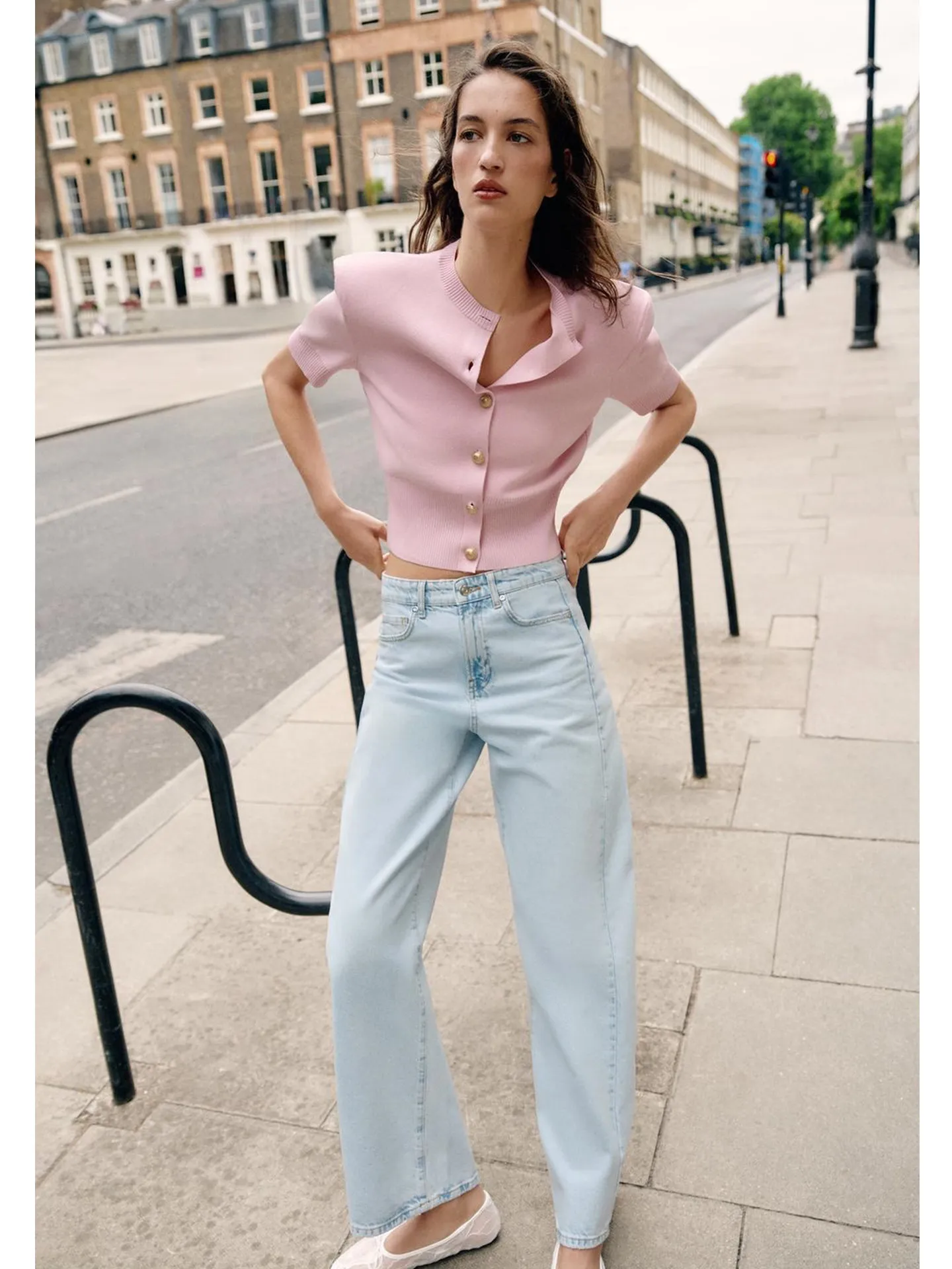 Autumn New Arrival Women's Casual Style Short Sleeve round Neck Ribbed Layered Shoulder Pad Knitted Jacket Polyester Fiber