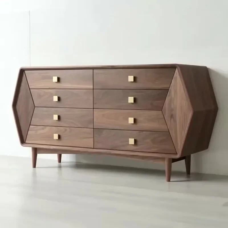h American Black Walnut Eight-bucket Cabinet Storage Side Cabinet Living Room Bedroom Solid Wood Storage Drawer Locker