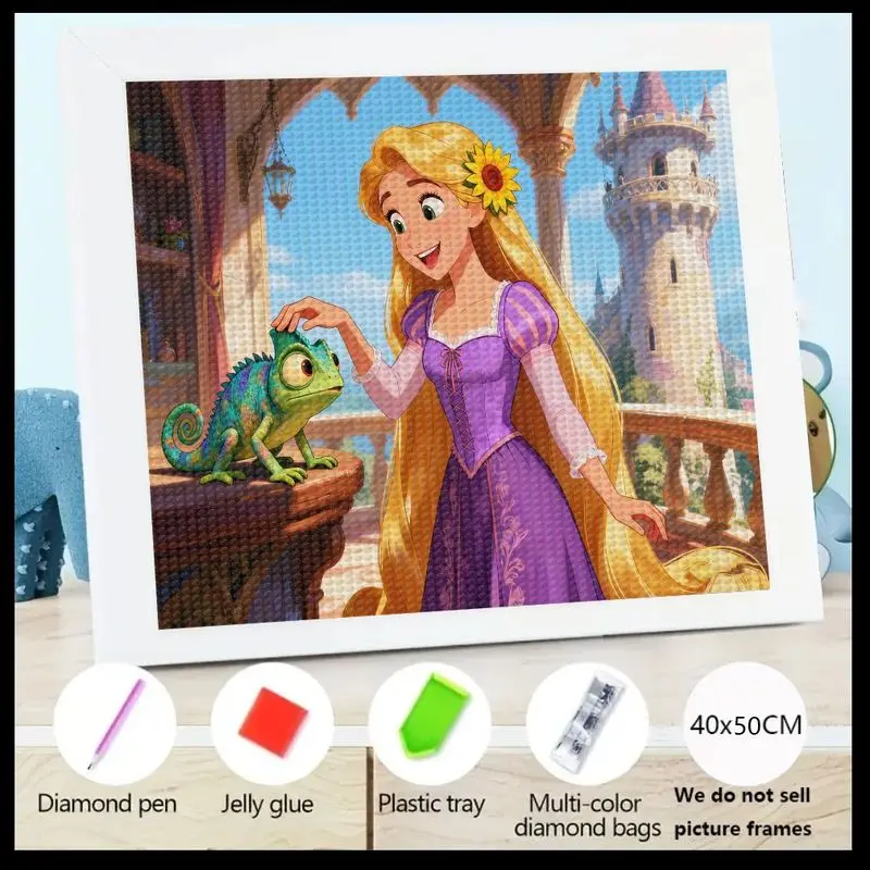 

1 шт. 5D DIY Принцесса Диснея Рапунцель и Паскаль Набор для алмазной живописи, полная дрель, длинные светлые волосы, мультяшное аниме-искусство, сверкающие кричи