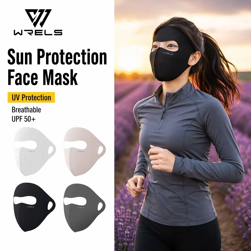 WRELS 1/2/3 Stück Eisseiden-Gesichtsmaske UV-Sonnenschutzmaske Atmungsaktive Elastische Outdoor-Lauf- und Fahrrad-Kühlmaske Vollgesichtsabdeckung