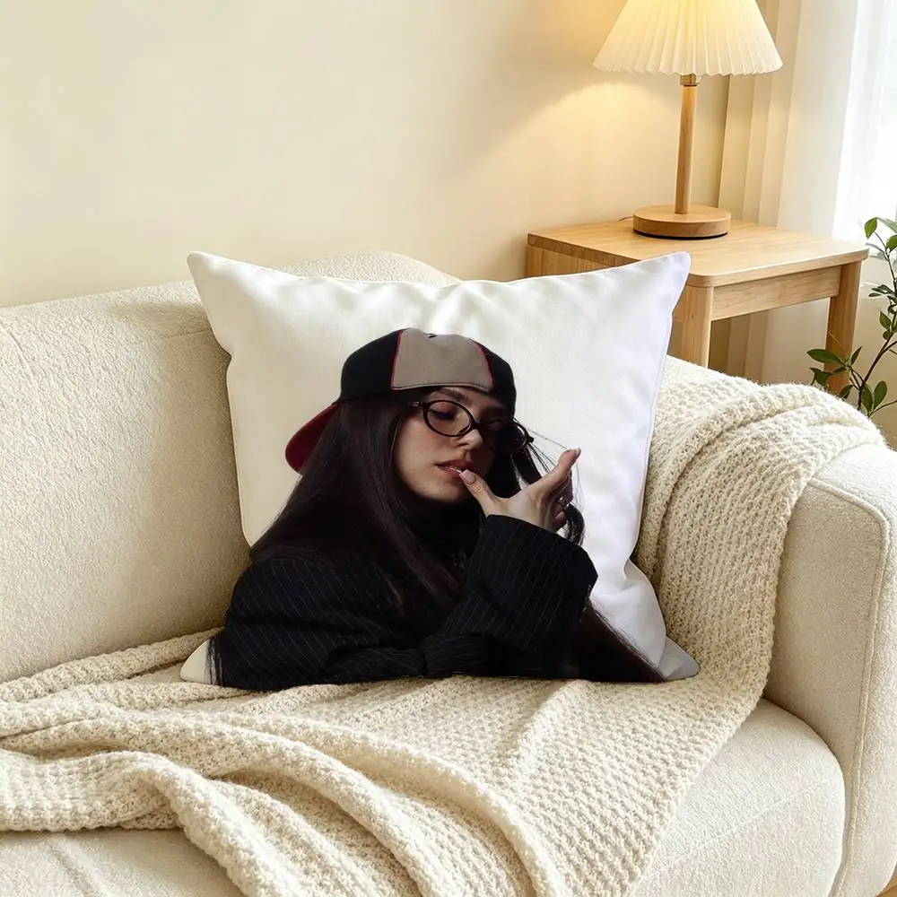 B-Billie Eilish  Pillow Case Square Double-Sided Sofa Cushion Cover Bedroom Bedside Pillow