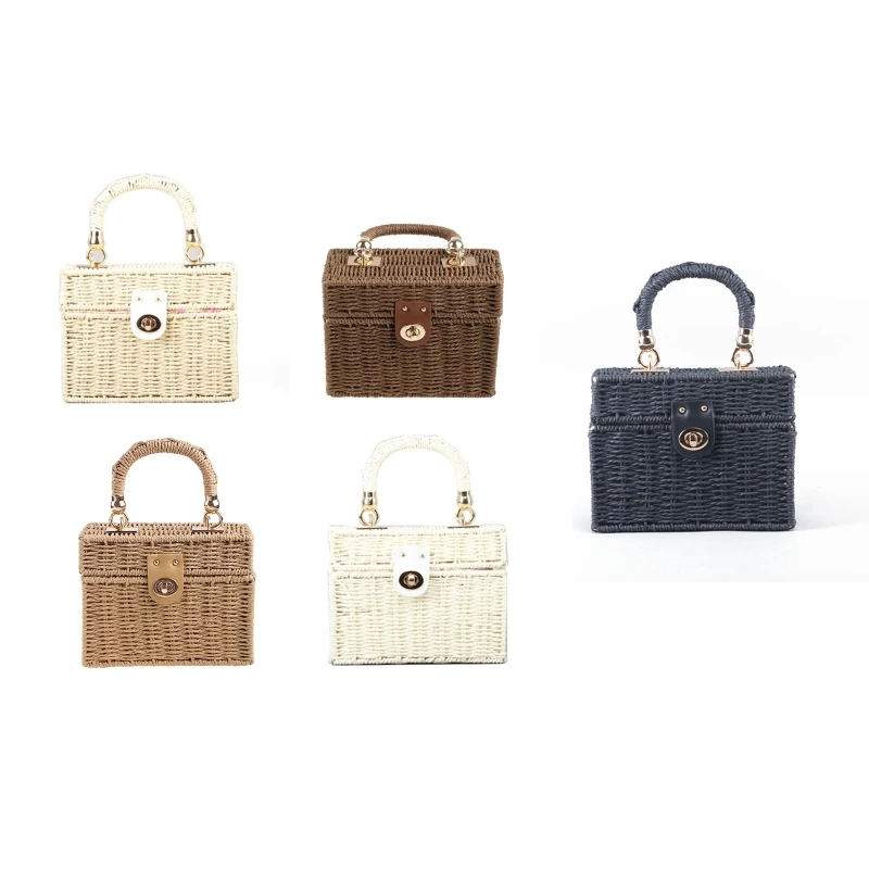 E74B Delicate Casual Stro Schoudertas Zomer Handgemaakte Bag Handtas Vierkante Box Tas Cadeau voor moeder dochters