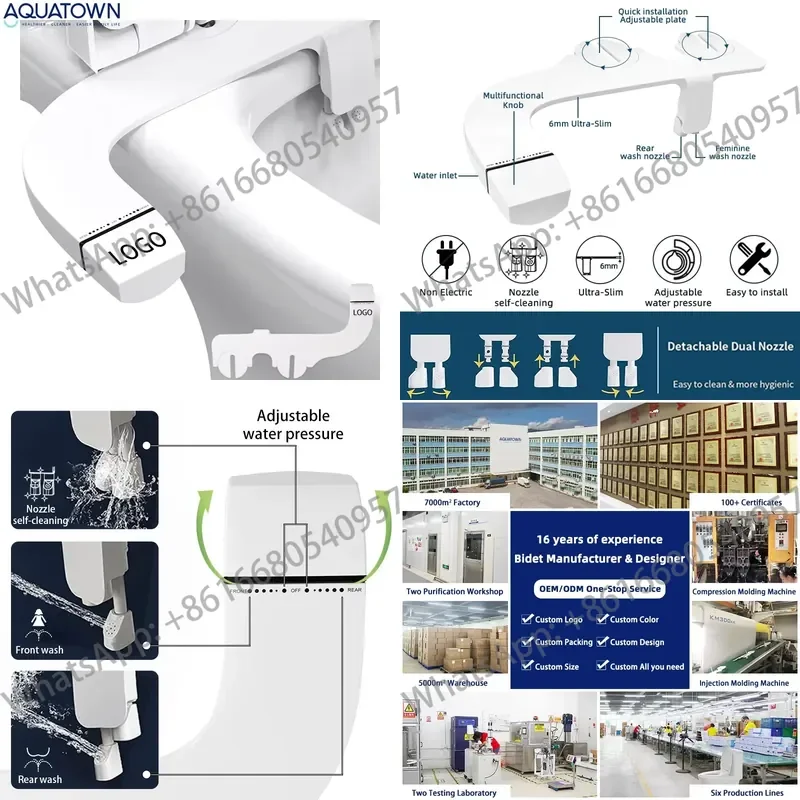 Modern ABS Self-Cleaning Bidet Toilet Seat Attachment with Vertical Spray Floor Mounted for Bathroom Use