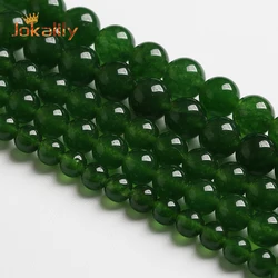 Natural Olive Green Jades Chalcedony Beads Round Stone Loose Beads For Jewelry Making Diy Bracelet Necklace 4 6 8 10 12 14mm 15