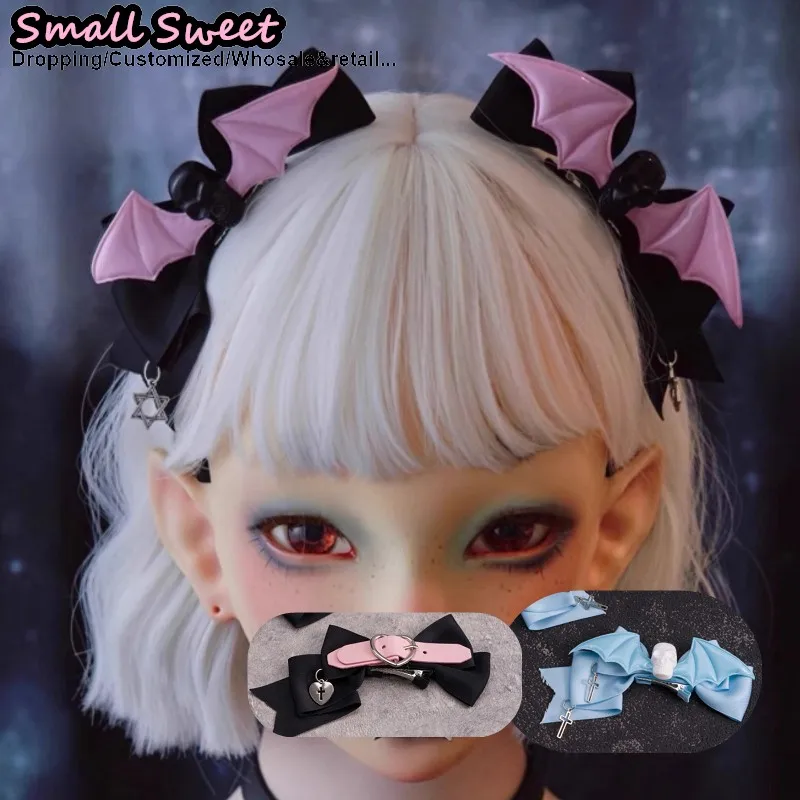 

Harajuku Gothic Lolita Ruffle Lace Hair Clip Punk Y2K Girl Elegant Hair Barrettes Halloween Cosplay Bow Hairpin Hair Accessories