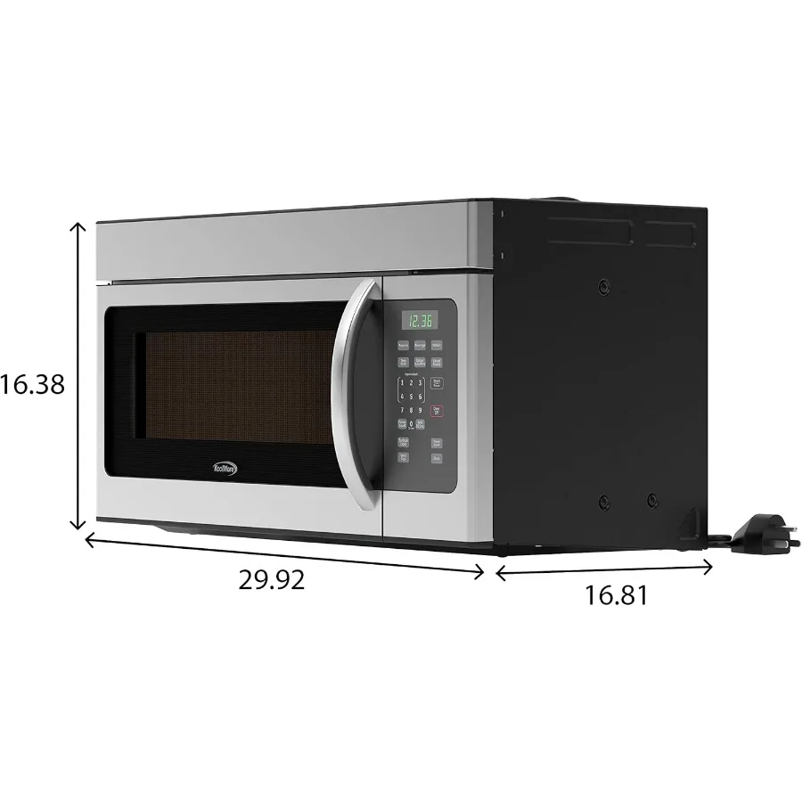 1.6 مكعب. قدم. فرن الميكروويف فوق المدى مع مصباح فرن ووظيفة غطاء فتحة تهوية إعادة تدوير 300CFM لسطح المطبخ