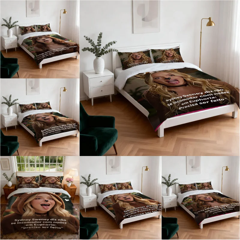 Euphoria Season 3 – ensemble de housse de couette imprimée Sydney Sweeney Bear, tissu doux sans rembourrage, pour chambre d'adulte, literie pour la maison