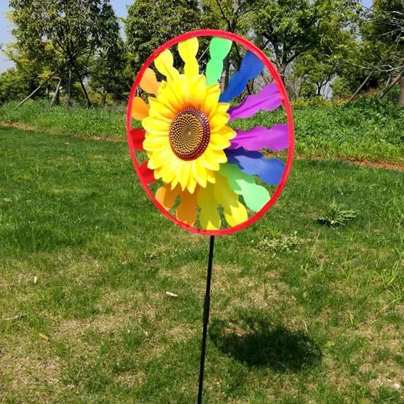 10pcs Sunflower Windmill Whirling Wind Spinner Home Yard Garden Decor kinetic wind spinners kids fan pinwheels Kids Children Toy