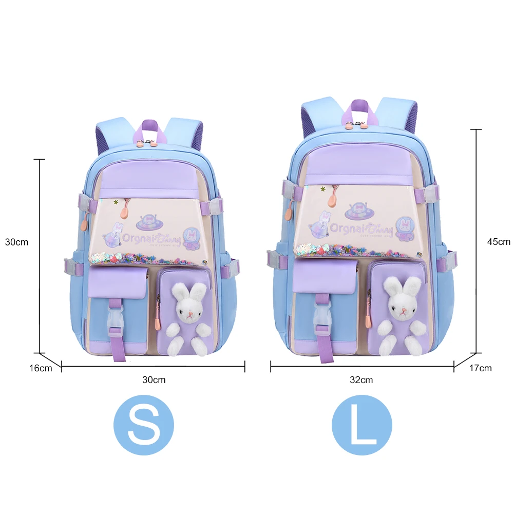 Backpacks For Students Cute Cartoon Bunny Knapsack 2023 New Girls Kindergarten Princess School Bookbags Fashion Children Backbag