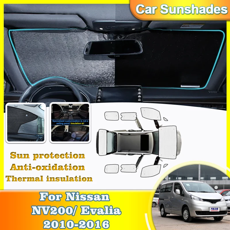 

Full Set Car Sunshades Coverage For Nissan NV200 Accessories Evalia Vanette 2010-2016 Sun Visor Sunshade Anti-UV Windows Covers