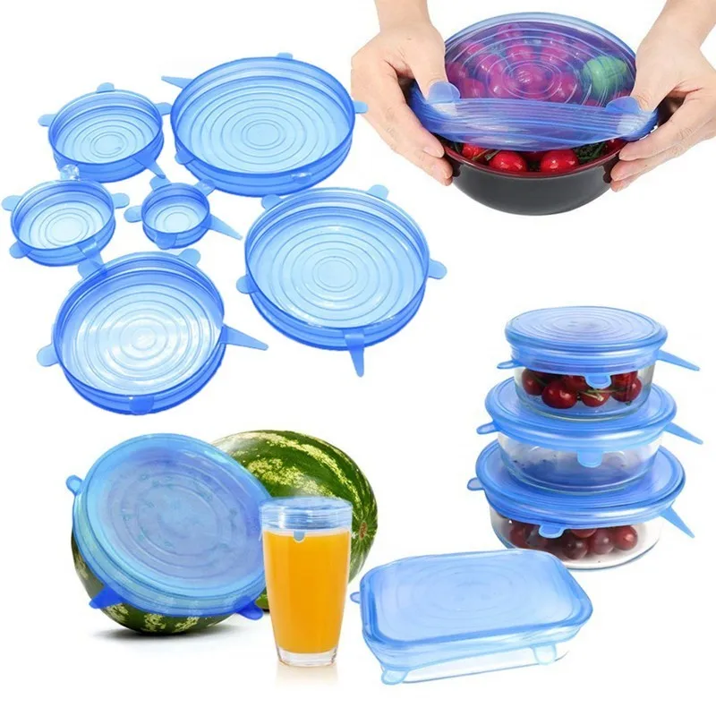 6/12Pcs Silikon Stretch Deckel Wiederverwendbare Lebensmittel Dichtung Abdeckung für Topf Schüssel Halten Lebensmittel Frische Stretchy Wrap Abdeckung küche Kochgeschirr – Detail 8