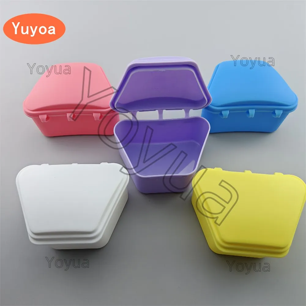 

30pcs Ladder Shape Plastic Denture Bath Box Case Dental False Teeth Appliance Container Trapezium Denture Storage Boxes