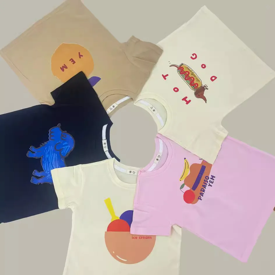 

2025 Summer New Children T Shirts Cartoon Print Boys Short Sleeve Casual Tee Cotton Baby Girls Versatile Tops Kids Clothes