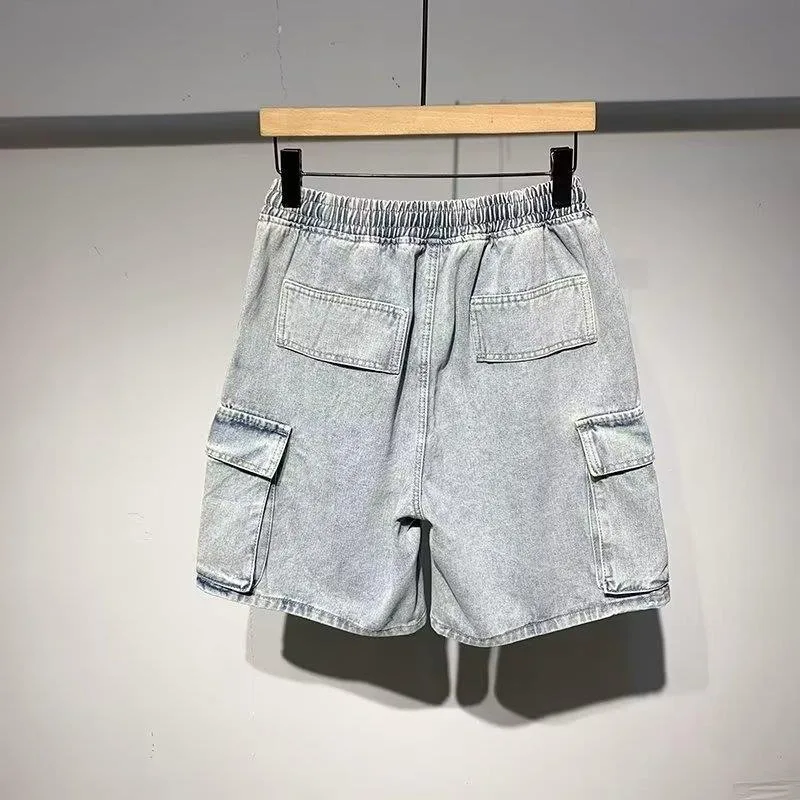 Workwear Elastic Waisted Denim Shorts Men's Five Quarter Pants 2026 Summer New Casual Loose Pants