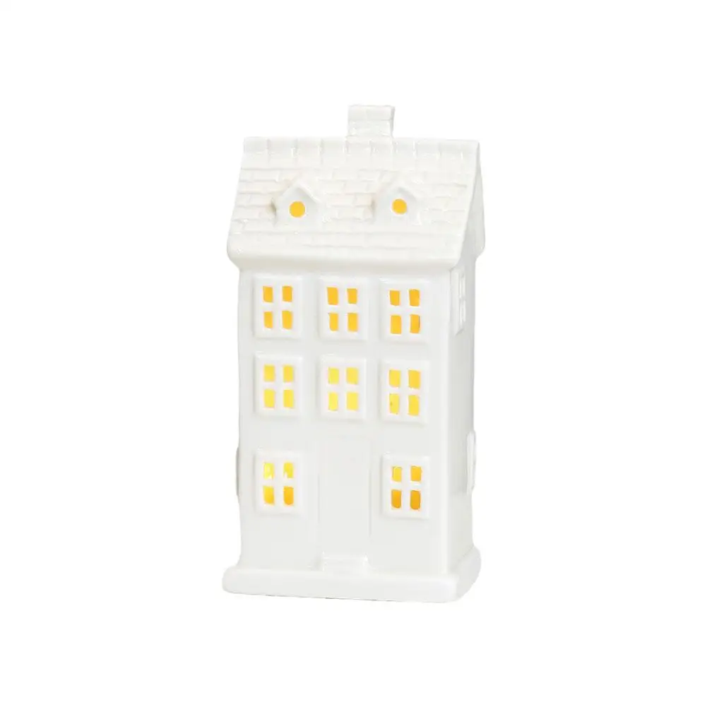 Christmas Indoor Ornaments Village Lighted Ceramic Houses Xmas Holiday Farmhouse Rustic For Home Ornament