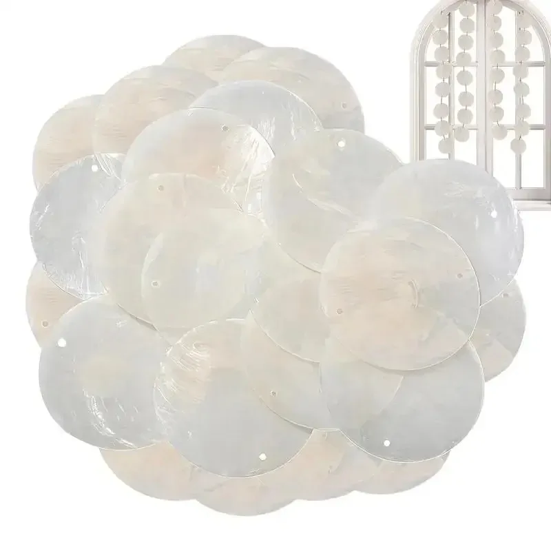 2026 Latest Models Round Capiz Shells Natural White with Holes for Wind Chimes Jewelry Making Home Decor Latest Models