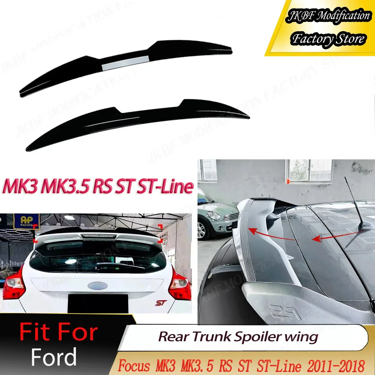 

Rear Trunk Spoiler Wing for Ford Focus MK3 MK3.5 RS ST ST-Line 2011-2018 Tail Fin Splitter Body Kit Tuning Auto Parts Trim