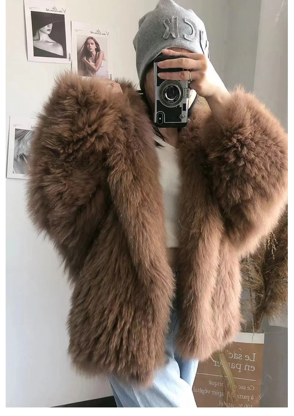 2025 abrigo de piel tejido de pelo de zorro Real de invierno abrigo de mujer de doble cara forro tejido de manga larga chaquetas femeninas de nuevo estilo