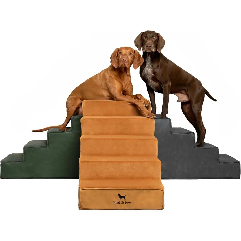 

Pet Stairs for High Bed, Design to Fit Small and Large Breeds, Durable 5 Pet Steps for Couch (35 Foam Density) Leather Collectio